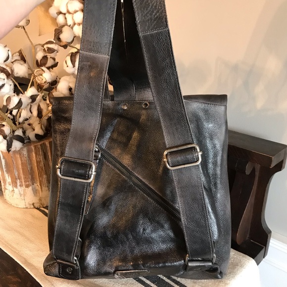 NWT Bed Stu Howie Leather Backpack Black Lux Rustic Retail $365 - Picture 3 of 16